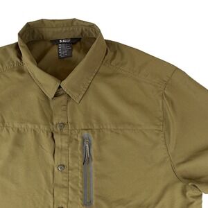 5.11 Tactical Mens 2XL Short Sleeve Button Down Utility Shirt Khaki Green 2XL